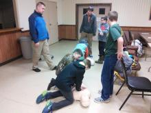 Dan teaching CPR to Boy Scouts